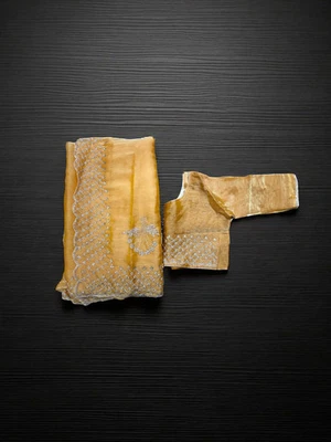 Designer Saree com Blusa Pronta, Uso Cultural Feminino, Aug37 - Imagem 1 de 4