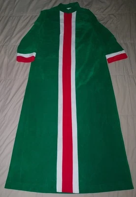 VTG VANITY FAIR WOMEN'S 14 VELOUR ROBE FRONT ZIP STRIPED LONG HOUSECOAT 70s GOWN - Image 1 of 4