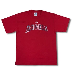 Majestic Los Angeles Angels Torii Hunter T-Shirt Women's XL Red Anaheim MLB Y2K - Picture 1 of 12