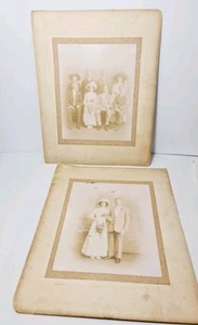 2x Fotos grandes de retrato de boda vintage/antiguas en cartón, blanco y negro - Imagen 1 de 12