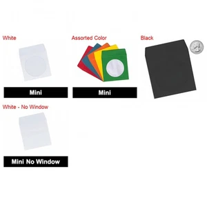 Mini Paper CD Sleeves with Window & Flap for 8 cm (3.1 in) CDs Lot - Picture 1 of 8