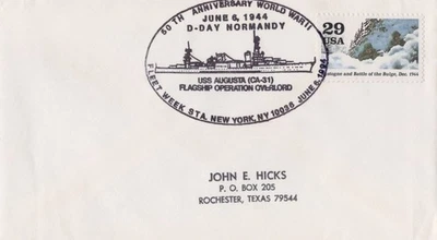 USS Augusta CA-31 Flagship Operation Overlord WWII D-Day Zayix Stamps 0325M0361 - Image 1 of 2