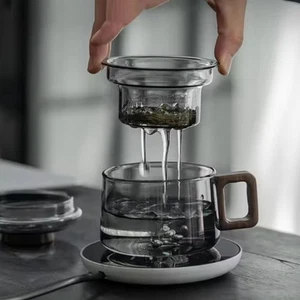 Anti-Scalding Glass Tea Cup with Infuser 200ml Tea Infuser Cup  Office - Picture 1 of 14