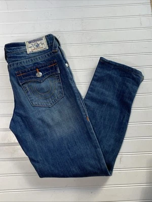 True Religion Kids Blue Flap Pockets Straight Jeans Sz 18 Ash Single End Cropped - Image 1 of 4