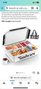 Contenitore snackle box portatile refrigerato riutilizzabile confezione ghiaccio bonus 12 scomparti bianco - Foto 1 di 8