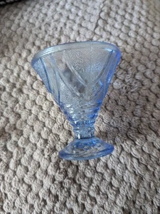 Art Deco Blue Pressed Cocktail Glass 1930s Barware Small Vase Bon Bon Dish - Picture 1 of 7