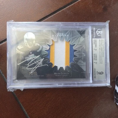 2015 Topps Diamond Melvin Gordon Rookie Auto Jumbo Patch RC #29/75 Chargers PSA9 - Image 1 of 2