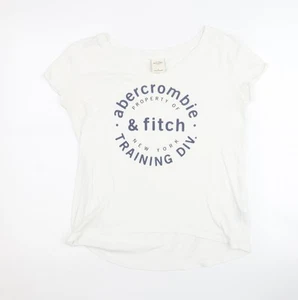 Abercrombie Girls White Logo T-Shirt L - Casual Style - Picture 1 of 12