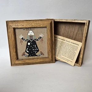 Autentico dipinto sabbia Navajo PADRE CIELO arte nativa portagioie ricordo FIRMATO - Foto 1 di 24