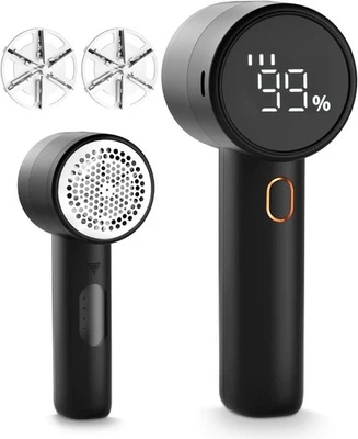 Rechargeable Electric Lint Remover, Fabric Shaver - 6 Leaf Blades, 3 Speeds, LED