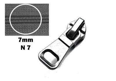 Zipper 7mm N7 Nylon Reißverschluss Ersatz Schieber Zipper oxid dunkel nickel - Bild 1 von 4
