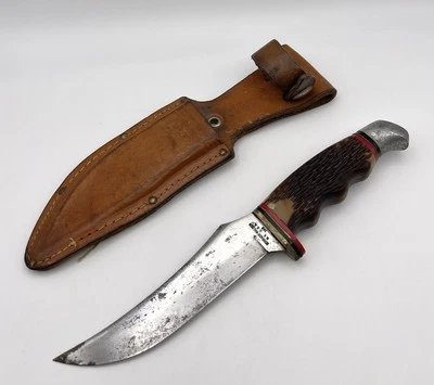 Cuchillo de hoja fija vintage Schrade-Walden 148 NY EE. UU. con funda Foto 1 de 4