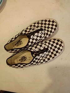 VANS Checkered Sneaker Black White Skate Canvas No Laces Men Shoe US 9 - Picture 1 of 7