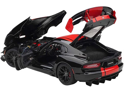 2017 Dodge Viper Black with Red Stripes 1/18 Model by Autoart - Image 1 of 2