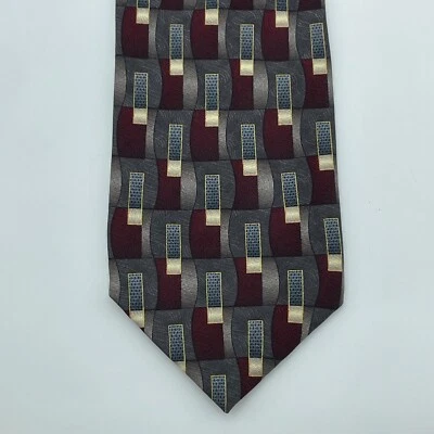 LOUIS ROTH Corbata Para Hombres Seda Geométrica Art Deco Impresión Negocios Formal EE. UU. 3.75"x60" Foto 1 de 4