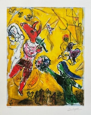 Marc Chagall DANCE & THE CIRCUS Limited Edition Facsimile Signed Giclee 34 x 23" - Image 1 of 4