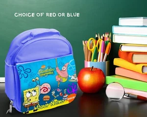 Spongebob Lunch Bag Kids Personalised School Lunch Box Name Printed - Picture 1 of 3