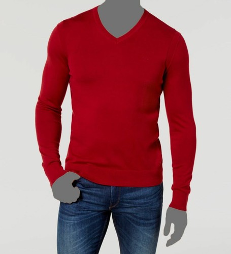 $69 Michael Kors maglione uomo rosso manica lunga classico scollo a V logo felpa S