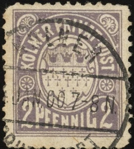 GERMANIA, 1898. Koln B Private Post Mi 12d, Usato - Foto 1 di 1