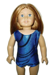 Royal Blue n Black Leotard Fits American girl dolls 18 inch Doll Clothes Blue #7 - Picture 1 of 2