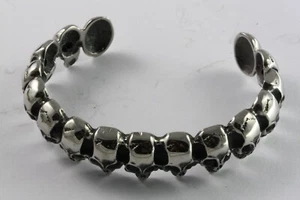 TOTENKOPF SKULL ARMREIF BIKER BLACK ZIRKONIA AUGEN EDELSTAHL / 617 - Picture 1 of 3