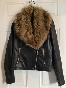 BLANK NYC Motorradjacke Kunstleder abnehmbar Kunstfell Größe Medium - Bild 1 von 16