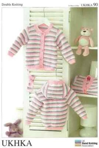 UKHKA90 CARDIGANS & HOODIE Babies Knitting Pattern DK 12" - 22" 31cm - 56cm - Picture 1 of 2