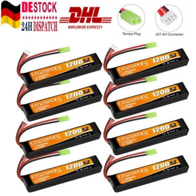 7,4V 1200mAh 25C Airsoft Hobby LiPo Akku Wiederaufladbarer Mini Tamiya Stecker - Bild 1 von 4
