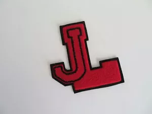 Parche de letras universitarias ""JL"" oruga rojo/negro cosido 6" molinos de tejer Centralia - Imagen 1 de 9