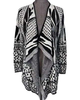 Suéter Cárdigan Cascada Abierta CHICOS Talla 0 Pequeño Negro Blanco Lentejuelas Cebra Foto 1 de 4