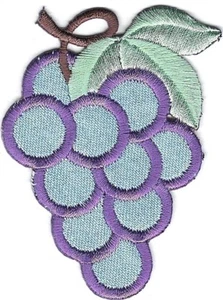 Light Denim Purple Grape Bunch Fruit Embroidered Patch - Picture 1 of 1