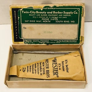 Vintage Wester Bros New York Cuticle Nippers in Twin City Barber Supply Box - Picture 1 of 5