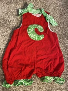 MudPie rot Weihnachten Baby Strampler Buchstabe "C" 0-6 Monate - Bild 1 von 4