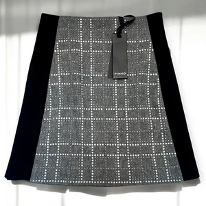 Pinko Embellished Mini Skirt Gray Black Viscose Rhinestone IT 38 US 2 Small NWT - Picture 1 of 6