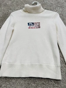 Vintage weißer Ralph Lauren Pullover mit amerikanischer Flagge Logo Damen Gr. M - Bild 1 von 7