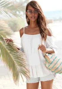 BUFFALO White Off The Shoulder Blouse Top UK 14 (FJ46-18) - Picture 1 of 3