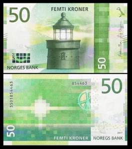 2017 Norway 50 Kroner BANKNOTE CURRENCY UNC - Picture 1 of 1