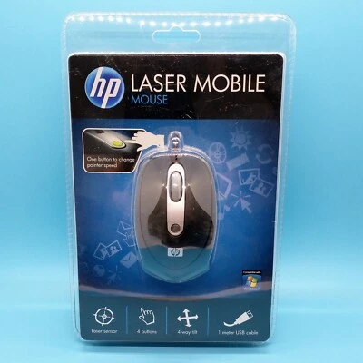 New and Sealed HP Laser Mobile Mouse Black Ultra-Portable Corded USB - Image 1 of 3