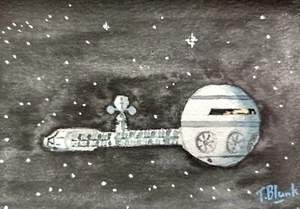 ORIGINAL AQUARELL - Raumschiff "Discovery One". - Bild 1 von 1