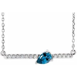 Collar blanco de 14 K azul natural circón y 1/8 CTW diamante natural de 16 - Imagen 1 de 3