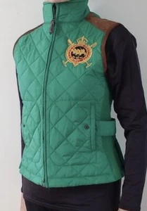 Ralph Lauren Damen Steppweste grün Equestrian Challenge Lederbesatz XS - Bild 1 von 2