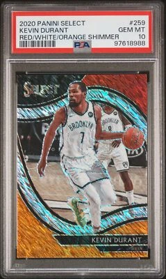 2020 Panini Select #259 Kevin Durant Red/White/Orange Shimmer PSA 10 - Image 1 of 2