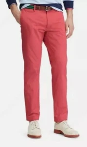 Polo Ralph Lauren Hombres Nantucket Rojo Algodón Sarga Elastizado Calce Ajustado Pantalones 34x32 - Imagen 1 de 9