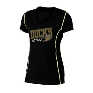 NHL Anaheim Ducks Womens Poly V-Neck Tee Small Black Heather - Picture 1 of 1