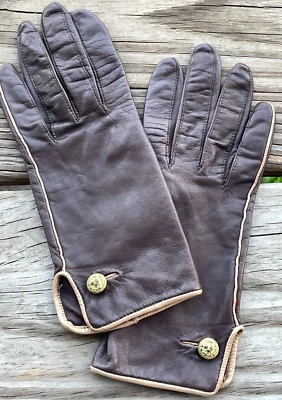 Anne Klein Aris gloves size 6.5 womens leather driving brown lined fashion - Image 1 of 4