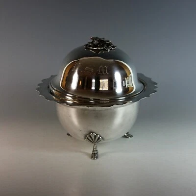 Antiguo plato de plata Walker & Hall plato de servir con tapa de alkington plato de plata Foto 1 de 4