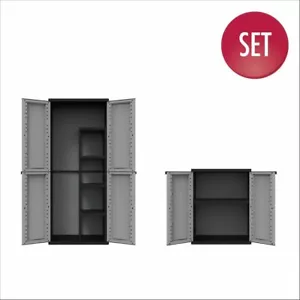 2 x Kunststoffschrank Spindschrank Besenschrank Gartenschrank Schrank Spind Grau - Bild 1 von 6