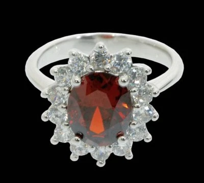 ISBN- RS-JANUA-M-CZ  Silver Plated, Garnet Gem, Cubic Zirconia Ring £165.00 Each - Image 1 of 2