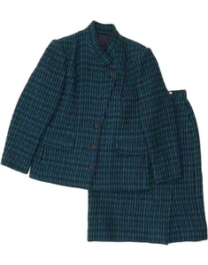 MARINA RINALDI Womens 2 Piece Skirt Set Size 17 Small W30 Navy Blue Check CX11 - Picture 1 of 7