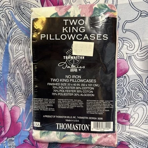 Fundas de almohada Thomaston Two KING sin hierro mezcla de algodón estampado floral ¡¡NUEVAS!!! - Imagen 1 de 3